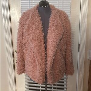 Cozy Blush Teddy Jacket pink shaggy coat